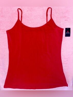 Natural Uniforms Red Modern Fit-Luxe Stretch Spaghetti Strap Tank Top Large NEW